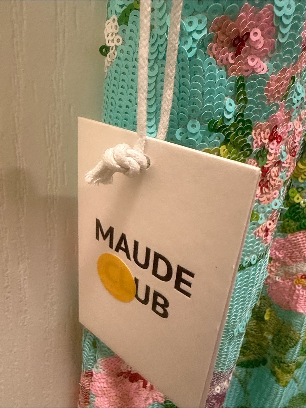 Maude Club Off-Shoulder Floral Midi Dress in Aqua size S NWT - Picture 6 of 6